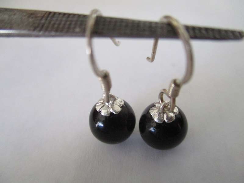 925- Sterling Silver and  Black Onyx Earrings