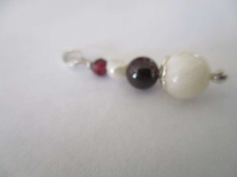 925 Sterling Silver , Pearls and Ganets Pendant