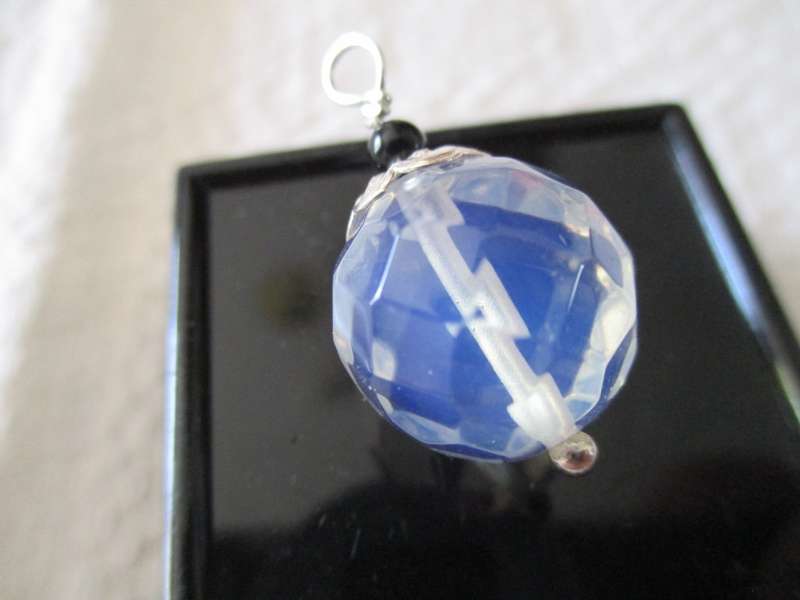 Sterling silver Onyx and Opalite Pendant