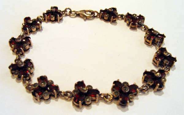 Silver Marcasite & Garnet Bracelet