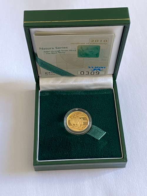 2010 1/10 oz Gold Proof Natura Series (The Black Rhino) (24k)