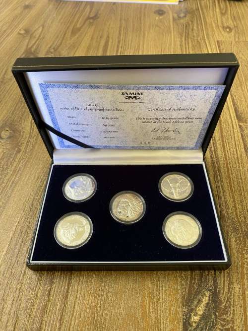 Big 5 series of five silver Proof medallions