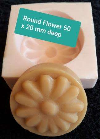 SILICONE MOULD " Secondhand "  LIMITED STOCK  Round Flower 50 mm x 20 mm Deep