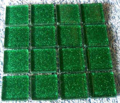 Mosaic Glitter Crystal Glass Tiles - Apple Green 23 x 23 x 4 mm