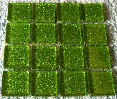 Mosaic Glitter Crystal Glass Tiles - Kermit Green 23 x 23 x 4 mm
