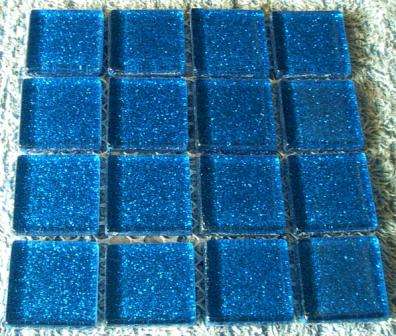 Mosaic Glitter Crystal Glass Tiles - Sapphire Blue 23 x 23 x 4 mm