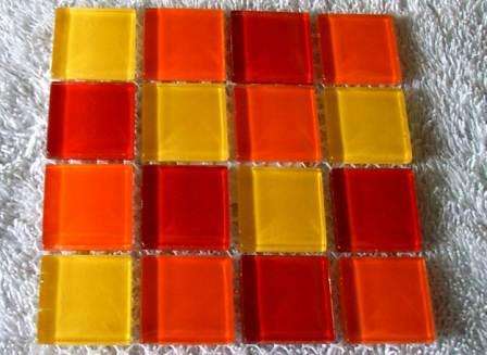 Mosaic Crystal Glass Tiles -  Mix Red, Yellow & Orange 23 x 23 x 4 mm