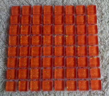 " Glitter " Mosaic Mini Crystal Glass Tiles - Tangerine 10 or 11 x 4 mm