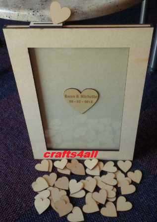 Guest Message - Wooden Frame for Hearts (Includes 40 Hearts)