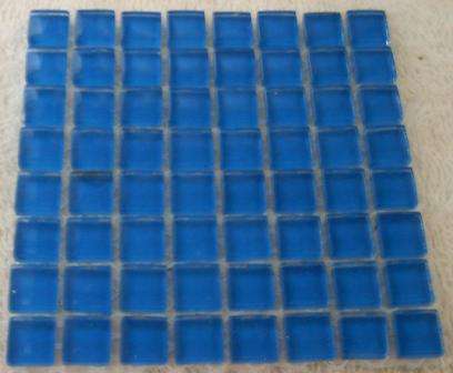 64 - Mosaic Mini Crystal Glass Tiles - Deep Blue 10 x 10 mm