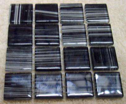 Mosaic Crystal Glass Tiles - Zebra Black 25 x 25 mm