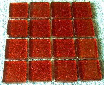 Mosaic Glitter Crystal Glass Tiles - Maraschino Red 23 x 23 mm