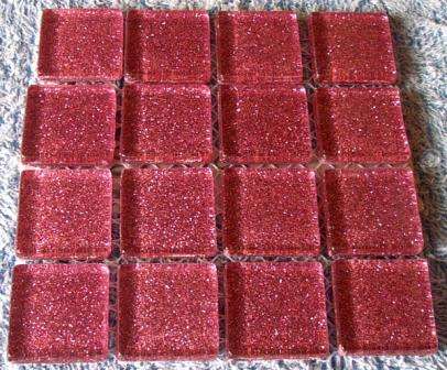 Glitter Crystal Glass Tiles - Rose Pink 23 x 23 x 4 mm