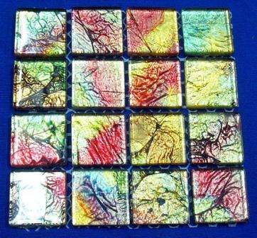 Mosaic Crystal Glass Tiles Gold Leaf - Gold Green 25 x 25 x 4 mm mm