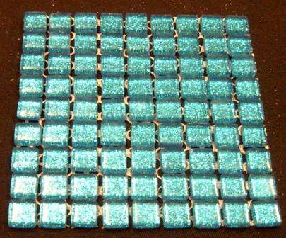 81 - " Glitter " Mosaic Mini Crystal Glass Tiles - Turquoise 10 x 10 x 4 mm