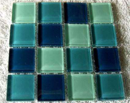 Mosaic Crystal Glass Tiles - Mix Green 23 x 23 x 4 mm