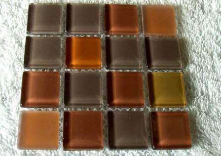 Mosaic Crystal Glass Tiles - Mix Brown & Olive 23 x 23 x 4 mm