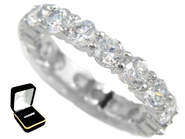 Stunning 3.40CTW PRECIOUS ROUND CUT 18K ETERNITY RING size 8 *R1 NO RESERVE*