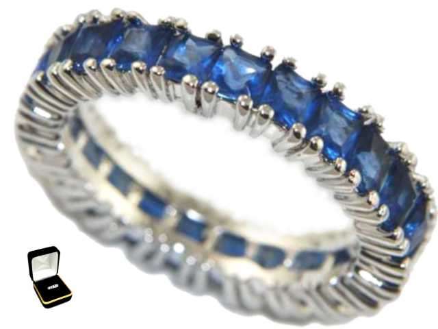 Stunning 3.36CTW PRINCESS CUT SAPPHIRE - ETERNITY RING size 6 & 7 *R1 NO RESERVE*