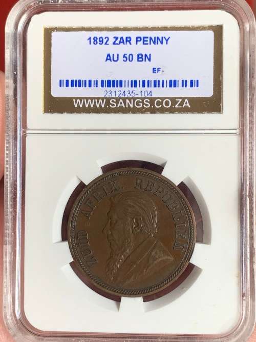 1892 ZAR Penny AU 50 BN [scares date]