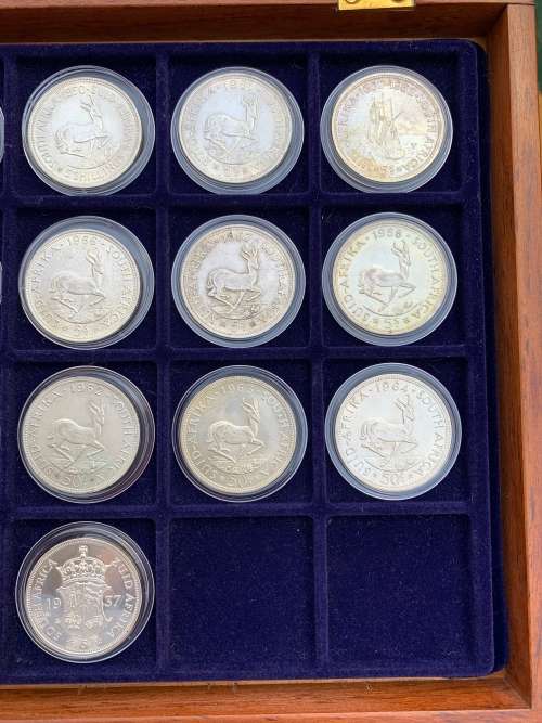 Complete Union Of South-Africa Crown Set of 1947-1964 + Rare 1937 King Edward Fantasy Silver Crown.
