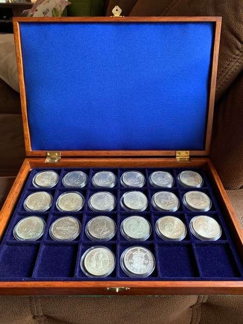 Complete Union Of South-Africa Crown Set of 1947-1964 + Rare 1937 King Edward Fantasy Silver Crown.