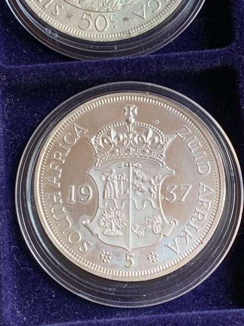 Complete Union Of South-Africa Crown Set of 1947-1964 + Rare 1937 King Edward Fantasy Silver Crown.