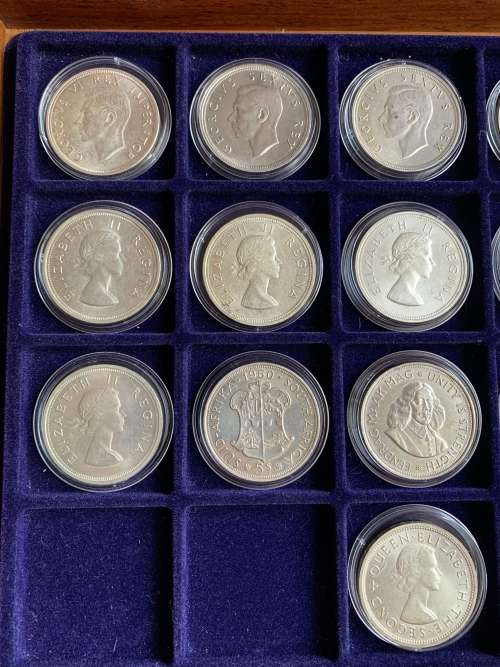 Complete Union Of South-Africa Crown Set of 1947-1964 + Rare 1937 King Edward Fantasy Silver Crown.