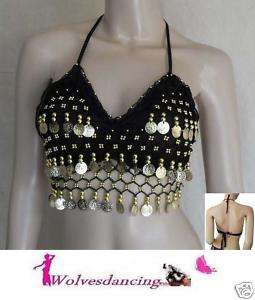 New Black and gold belly dance top