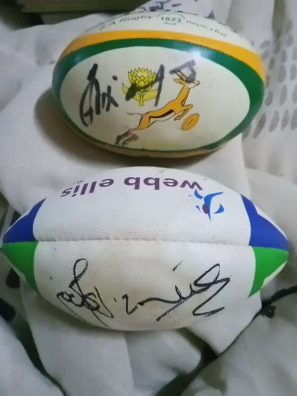 Signed mini rugby balls
