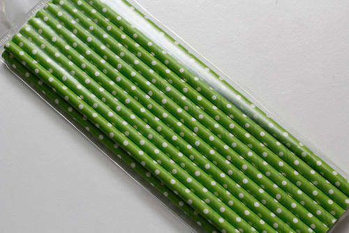 Green Polka Dot Party Straws - 20 per pack
