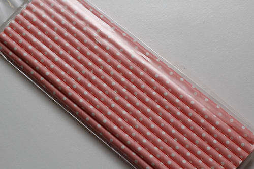 Light Pink Polka Dot Party Straws - 20 per pack
