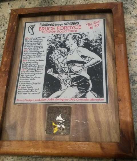 Bruce Fordyce/Alan Robb 1982 comrades framed momento
