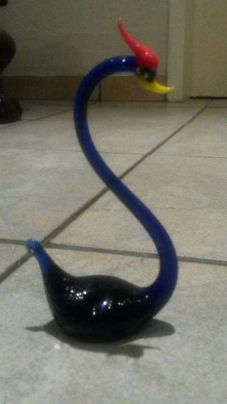 vintage murano style small cobalt swan