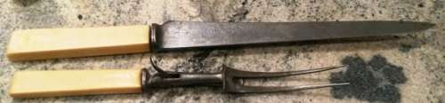 antique/vintage old  bone ? handled carving set Taylor witness sheffield
