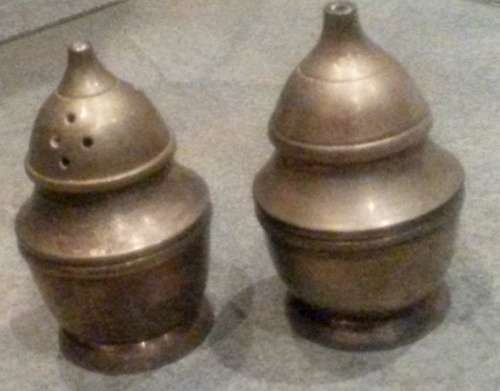 vintage brass salt and pepper cellars