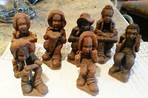 vintage south african terracota tribal musicians/ township art x 7 off