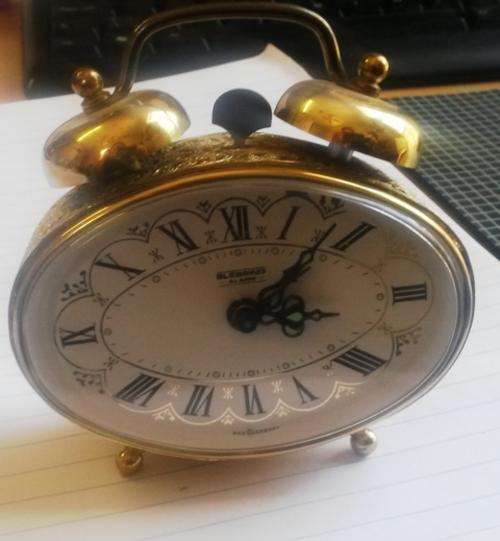 vintage goldtone blessings alarm clock