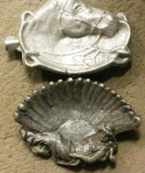 2 antique/ old cast soap dish /ashtrays
