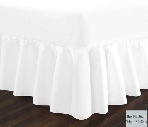 KING -WHITE ONLY -FITTED SHEET + FRILL + TWO PILLOW CASES
