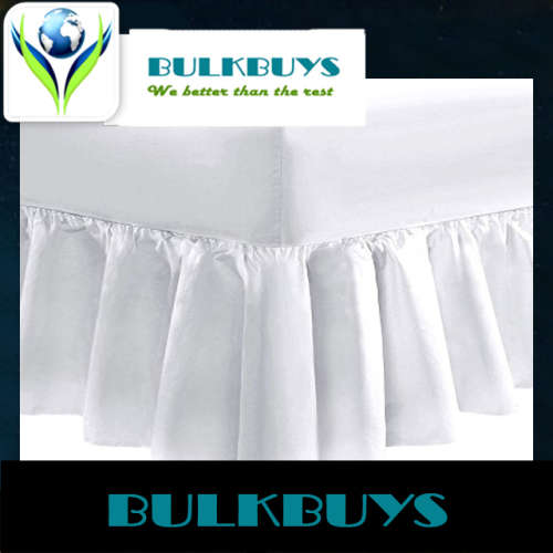 KING -WHITE ONLY -FITTED SHEET + FRILL + TWO PILLOW CASES