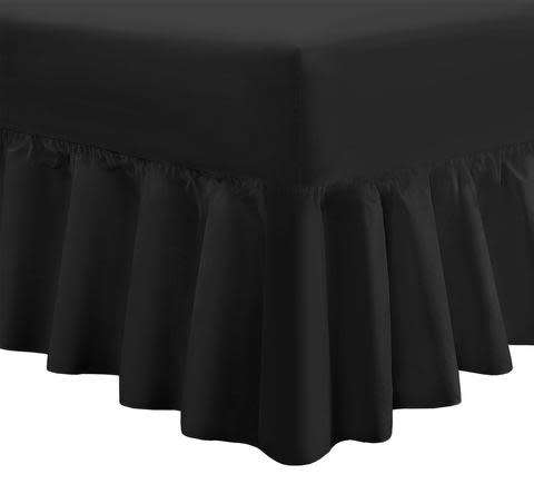 QUEEN -BLACK ONLY -COMBO SHEET + FRILL + TWO PILLOW CASES