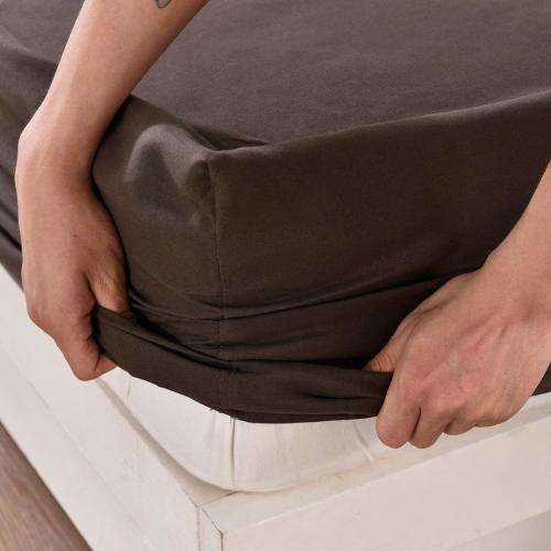 Luxury Plain Poly Cotton Fitted Sheet For All Bedding** Size:Queen