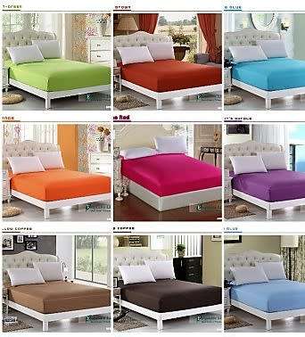QUEEN-ELASTICATED FITTED SHEET + TWO PILLOW CASES colors per table in description