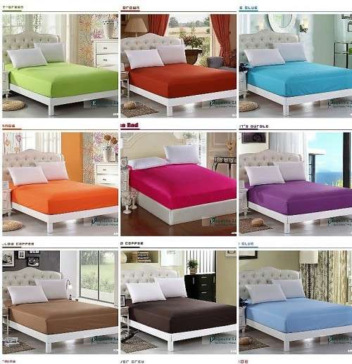 QUEEN-ELASTICATED FITTED SHEET + TWO PILLOW CASES colors per table in description