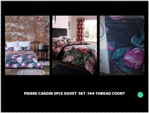 DUVET COVER SET 3 PC*ORIGINAL PIERRE CARDIN Q SIZES* 144THREAD COUNT *CLEARANCE SALE