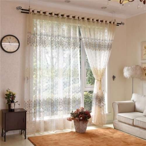 EYELET Curtains Luxury Embroidered White Sheer Curtain Voile SIZE 2MX2.7M STUNNING** BARGAIN***