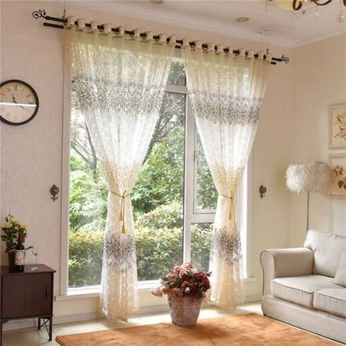 EYELET Curtains Luxury Embroidered White Sheer Curtain Voile SIZE 2MX2.7M STUNNING** BARGAIN***