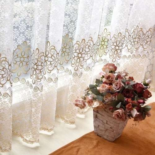 EYELET Curtains Luxury Embroidered White Sheer Curtain Voile SIZE 2MX2.7M STUNNING** BARGAIN***