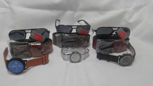 MENS STUNNING BELT WITH SUPERB WATCH/SHADES** COMBO** *BARGAIN 1x3pce combo per bid